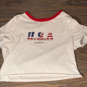 White USA tee